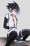  bdsm black_bottomwear black_clothing black_hair black_pants blush bodily_fluids bondage bottomwear bound choker clothed clothing cum cum_on_chest cum_on_face cum_on_leg disgaea disgaea_4 fish genital_fluids hair hands_behind_back humanoid humanoid_pointy_ears jewelry male marine necklace not_furry open_clothing open_shirt open_topwear pants red_eyes restrained restraints sardine shirt solo straps tears topwear unknown_artist valvatorez vampire white_clothing white_shirt white_topwear 