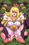  3boys blonde_hair breasts chelle_(dragalia_lost) crown cum cum_in_pussy cum_inflation detached_sleeves dragalia_lost goblin green_eyes held_down highres inflation large_breasts leggings multiple_boys penis rape restrained sex vaginal yagami_(mukage) 