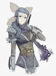  0noy 1girl absurdres armor blue_hair cross_scar fire_emblem fire_emblem_fates fire_emblem_heroes highres japanese_armor japanese_clothes looking_at_viewer official_alternate_costume purple_eyes reina_(fire_emblem) reina_(ninja)_(fire_emblem) scar scar_on_face 