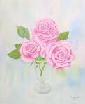  flower glass highres naoy_watercolor no_humans original painting_(medium) plant realistic still_life traditional_media water watercolor_(medium) 