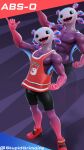  anthro axo bottomwear clothed clothing cute_fangs epic_games footwear fortnite fully_clothed hi_res male muscular muscular_male pink_body pink_skin shirt shirtless_anthro shirtless_male shoes shorts solo stupidgrimoire tank_top topwear 