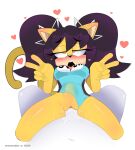  blush bottomless clothed clothing domestic_cat felid feline felis female first_person_view genitals gesture hi_res honey_the_cat male male/female mammal pussy sega sirenstudios sonic_the_fighters sonic_the_hedgehog_(series) v_sign vaginal 