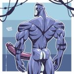  1:1 alien anthro balls ben_10 big_balls big_muscles big_penis black_stripes blue_body blue_fur bodily_fluids bubble_butt butt cartoon_network dripping fur genital_fluids genitals hi_res huge_balls huge_muscles huge_penis humanoid_genitalia humanoid_penis humanoid_pointy_ears hyper hyper_balls hyper_genitalia hyper_muscles hyper_penis male muscular muscular_male penile_spines penis precum precum_drip revonnahgander rook_blonko solo stripes sweat white_balls wolfiecanem 