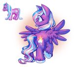  alternate_species ambiguous_gender big_eyes cutie_mark equid equine feathered_wings feathers feral fur hair hasbro hooves mammal mlp_g3 multicolored_hair multicolored_tail my_little_pony pegasus purple_body purple_fur purple_wings sidruni smile solo sunshower_(g3) tail wings 