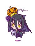  ahoge animal_ears azumaki-shippo black_gloves black_hair black_jacket blush_stickers chibi coffee_mug commentary_request cup dot_mouth floating_hair ghost gloves highres holding holding_cup horse_ears horse_girl horse_tail jacket long_hair long_sleeves manhattan_cafe_(umamusume) mug multicolored_hair open_clothes open_jacket simple_background streaked_hair tail tilted_headwear umamusume white_background white_hair yellow_eyes 