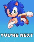  1boy balloon clenched_hand commentary english_commentary english_text full_body furry furry_male green_eyes highres male_focus mimiipyon red_footwear shoes smile solo sonic_(series) sonic_the_hedgehog string thumbs_up 