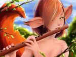  activision elora faun_(spyro) female flute freckles fur green_eyes hair humanoid humanoid_pointy_ears looking_away multi_ear musical_instrument nahadon pointy_and_animal_ears raised_tail red_body red_fur red_hair smile solo spyro_the_dragon tail wind_instrument woodwind_instrument 