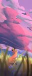  absurd_res ambiguous_gender canid canine cloud detailed_background digital_media_(artwork) digital_painting_(artwork) feral field fluffbolds fox fur grass hi_res mammal mountain nature nature_background outside paws plant red_fox sitting solo sunset tail 