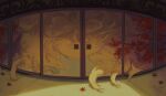  absurdres bright_pupils commentary_request dated highres indoors leaf looking_down ninetales no_humans pokemon pokemon_(creature) red_eyes signature sliding_doors solo tatami white_pupils yu_ikedon 
