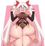  accessory blush blush_lines borvar bottom_heavy bow_ribbon disembodied_hand fangs female grabbing_both_legs grabbing_both_thighs hair hair_accessory hair_bow hair_ribbon hi_res huge_thighs humanoid humanoid_pointy_ears hyper hyper_thighs leg_grab navel open_mouth red_eyes ribbons solo standing teeth thick_thighs thigh_grab white_hair wide_hips 