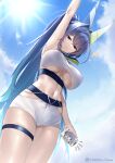  1girl absurdres azur_lane blue_eyes blue_hair breasts highres irkawaza large_breasts long_hair looking_at_viewer navel new_jersey_(azur_lane) solo thigh_strap very_long_hair 