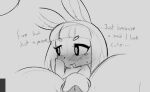  ailurid animal_humanoid ann_maren_(annmaren) ann_maren_(thedeirdre96) annmaren anus bodily_fluids cute_expression female flat_chested humanoid hybrid lagomorph leporid mammal monochrome nipples presenting rabbit red_panda solo sweat thedeirdre96 