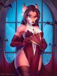  2019 2d_(artwork) ambient_flier anthro armwear art-abaddon bat bedroom_eyes biped breasts canid canine castle clothed clothing clothing_lift colored digital_media_(artwork) dress dress_lift elbow_gloves eyeshadow fangs female fox fur garter_belt garter_straps gloves goth hair half-closed_eyes hand_fan handwear hi_res humanoid_hands jewelry lace legwear licking licking_lips licking_own_lips lingerie looking_at_viewer makeup mammal narrowed_eyes navel necklace orange_body orange_fur purple_eyeshadow red_clothing red_dress red_gloves red_handwear red_legwear red_stockings seductive self_lick shaded slit_dress solo standing stockings stoking teeth tongue tongue_out valentina_vulpin white_body white_fur window yellow_eyes 