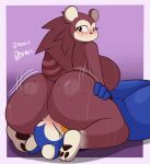  animal_crossing barefoot big_breasts big_butt blue_body blue_fur bodily_fluids breasts brown_body brown_fur butt eulipotyphlan eyes_closed facesitting feet female female/female fur genital_fluids hedgehog hi_res incest_(lore) mabel_able mammal mr_rottson nintendo nude onomotopoeia pussy_juice sable_able sitting_on_another slightly_chubby tan_body tan_fur yellow_cheeks 