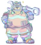  2023 anthro bear beard biped clothed clothing cute_fangs facial_hair footwear furipon kemono male mammal mature_male mustache one_eye_closed overweight overweight_male sandals simple_background smoking solo wink 