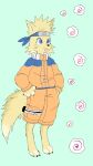  9:16 ambiguous_gender anthro biped black_claws black_clothing blonde_hair blue_clothing blue_eyes claws clothing domestic_cat felid feline felis fur hair hi_res mammal naruto naruto_uzumaki narutomaki open_mouth orange_clothing paws puppkittyfan1 smile solo tail topwear white_clothing yellow_body yellow_ears yellow_fur yellow_tail 