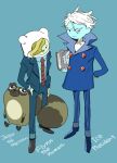  adventure_time anthro cartoon_network clothed clothing flynn_the_human_being footwear group human ice_president jacques_the_raccoon male mammal necktie procyonid raccoon shoes trio yunta0722 