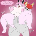  anthro balls big_balls big_breasts big_penis blush bodily_fluids breasts cinderace cum duo english_text female generation_1_pokemon generation_8_pokemon genital_fluids genitals grey_body hair hi_res huge_balls huge_breasts huge_penis male male/female maria_(bunbun_maria) nintendo penetration penis pink_body pink_hair pokemon pokemon_(species) red_eyes red_hair sex sprigatitoartz text thick_thighs vaginal vaginal_penetration wigglytuff 