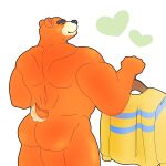  &lt;3 2023 animal_crossing anthro back_muscles barazoku bear biceps biped blush blush_stickers brown_body brown_fur butt cerraphim clothing digital_media_(artwork) eyebrows fur hi_res holding_object male mammal muscular muscular_anthro muscular_male muscular_thighs nintendo nude quads simple_background smile solo standing sweater tail tan_body tan_fur teddy_(animal_crossing) thick_thighs topwear white_background 