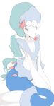  2022 blue_body blue_eyes blue_tail generation_7_pokemon hair lipp_(artist) multicolored_body nintendo open_mouth pink_body pink_nose pokemon pokemon_(species) primarina simple_background tail white_arms white_background white_body white_eyelashes white_tail 