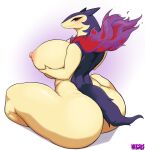  anthro areola big_breasts big_butt blush breasts butt female hi_res hisuian_form hisuian_typhlosion holding_breast huge_breasts huge_butt looking_at_viewer looking_back mane mature_female negsus nintendo nipples nude pokemon pokemon_(species) red_eyes regional_form_(pokemon) smile solo thick_thighs 