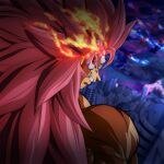  1boy crimson-masked_saiyan dragon_ball dragon_ball_heroes fire flame goku_black highres non-web_source pink_hair red_eyes spiked_hair super_saiyan super_saiyan_rose super_saiyan_rose_full_power time_breaker_mask 