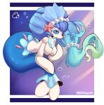  air_bubble anthro asterozoan blue_eyes blue_hair breasts cc-by-nc-sa creative_commons echinoderm female fin generation_7_pokemon hair hi_res honowyn marine nintendo pokemon pokemon_(species) primarina solo starfish tail tail_fin 