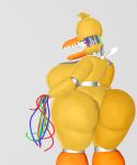  5:6 animatronic anthro beak bib_only big_breasts big_butt breasts bubble_butt butt female five_nights_at_freddy&#039;s five_nights_at_freddy&#039;s_2 hi_res huge_breasts huge_butt machine magazine no_hands nude rear_view robot scottgames side_view smokedsoul35 solo standing thick_thighs wire withered_chica_(fnaf) 