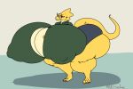  2023 absurd_res alphys anthro big_breasts breasts clothing deltarune digital_media_(artwork) dinosaur eyewear female glasses green_eyes hi_res huge_breasts huge_hips huge_thighs hyper hyper_breasts hyper_hips hyper_thighs iandragonlover nipple_outline reptile scales scalie solo thick_thighs tight_clothing undertale undertale_(series) wide_hips yellow_body yellow_scales 