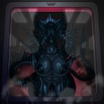  1:1 absurd_res alien alien_(franchise) anthro areola big_areola big_breasts big_nipples black_body breasts eyeless female genitals hi_res huge_breasts nipples nude pussy rashchaos solo teeth thick_thighs xenomorph xenomorph_queen 