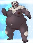  anthro armpit_hair bear belly black_sclera body_hair breasts chest_hair clawed_fingers claws crossgender female genitals knee_tuft leg_tuft lifewonders looking_at_viewer mammal monooki333 nipples pussy smile smirk solo spread_legs spreading toe_claws tokyo_afterschool_summoners tuft wen_kamui_(tas) yellow_eyes 