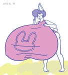  2016 anthro big_breasts bonnie_(satsumalord) breasts clothing copyright_symbol digital_media_(artwork) eyes_closed female hair huge_breasts hyper hyper_breasts lagomorph leporid mammal nipple_outline rabbit satsumalord sketch solo swimwear symbol 