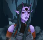  black_hair blizzard_entertainment clothing dungeons_and_dragons elf female green_hair hair hasbro hi_res horn horned_humanoid human humanoid humanoid_pointy_ears long_hair looking_at_viewer mammal mordorinka portrait solo warcraft wizards_of_the_coast 