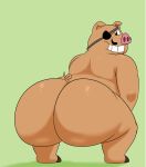  absurd_res anthro big_butt bubble_butt butt butt_focus colossalstars crouching cuphead_(game) domestic_pig eye_patch eyewear hi_res looking_back male mammal plump_anus porkrind_(cuphead) presenting presenting_hindquarters solo suid suina sus_(pig) tail 