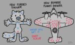  aircraft airplane ambiguous_gender anthro canid canine coal_(artist) humor mammal meme t-pose 