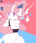  absurd_res anthro big_arms big_hands castinly eeveelution fluffy fluffy_chest fluffy_ears generation_6_pokemon hi_res male nintendo pokemon pokemon_(species) solo sylveon thick_thighs wide_hips 