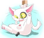  3_toes anal anal_penetration ball cute_fangs daijin_(suzume) domestic_cat feet felid feline felis genitals hi_res male mammal penetration penis restrained restraints solo spread_legs spreading tawa_1908 toes 