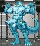  anthro balls barbell clothing erection furry genitals hi_res humanoid_genitalia humanoid_penis jockstrap lizard male male/male muscular muscular_anthro muscular_male nickgray nipples nude pecs penis reptile scalie solo underwear 