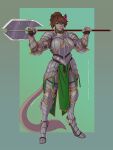  2023 anthro armor blue_eyes clothed clothing cougar digital_media_(artwork) felid feline female fully_clothed glaive hi_res holding_melee_weapon holding_object holding_weapon hybrid mammal melee_weapon nielo_(gamal) plate_armor polearm solo weapon wmdiscovery93 