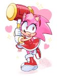  &lt;3 2023 accessory amy_rose anthro boots clothing dress eulipotyphlan eyelashes female footwear glistening glistening_clothing gloves hair_accessory hairband hammer handwear hedgehog hi_res jamoart looking_at_viewer mammal open_mouth open_smile pink_body red_boots red_clothing red_footwear sega smile solo sonic_the_hedgehog_(series) sparkles tools 