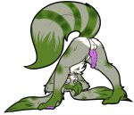  absurd_res anthro anus butt fluffy fur genitals green_body green_fur grosspotoo hi_res hybrid knot lagomorph leporid long_ears long_tail male mammal markings pawpads penile_spines penis presenting presenting_hindquarters procyonid purple_anus purple_eyes purple_pawpads purple_penis rabbit raccoon rurik_carpenter solo spots spotted_markings tail 