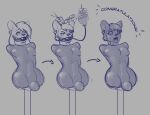  anal anal_penetration anthro ball_gag canid canine canis collar domestic_dog frecklethefox gag gagged hi_res living_onahole living_sex_toy male mammal mid_transformation monochrome nude null_bulge penetration sex_toy_transformation sketch solo 