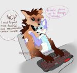  &lt;3 &lt;3_eyes 2023 angry anthro artist_name black_sclera blue_body blue_eyes blue_fur blush brown_body brown_fur canid canine casual_nudity claws dialogue duo fingers fox fur girly hi_res keyboard male male/male mammal nude open_mouth romantic romantic_couple sitting size_difference speech_bubble spraykitty talking_to_another worried 