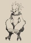  2023 anklet anthro avian avian_feet beak biped bird breath claws daftpatriot digital_media_(artwork) feathers greyscale hi_res jewelry lying male monochrome nintendo rito scuted_legs scutes shaded sitting solo tail_feathers teba_(tloz) the_legend_of_zelda toe_claws 