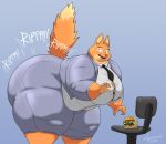  2023 anthro bent_over big_breasts big_butt breasts butt canid canine clothing diane_foxington digital_media_(artwork) dreamworks female fox fur hi_res huge_butt huge_thighs mammal orange_body orange_fur overweight overweight_anthro overweight_female solo the_bad_guys thick_thighs torn_clothing xxsparcoxx 