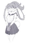  2023 anthro aruurara asian_clothing bottomwear clothing east_asian_clothing eyebrows female floppy_ears hi_res japanese_clothing japanese_school_uniform kemono lagomorph lepi leporid looking_at_viewer lop_(star_wars_visions) mammal monochrome neck_tuft necktie pleated_skirt rabbit school_uniform serafuku sketch skirt solo star_wars star_wars_visions tuft uniform 