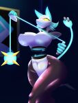  2022 absurd_res anthro big_breasts breasts deltarune disembodied_hand felid female flail hi_res looking_at_viewer machine mammal melee_weapon nipple_outline not_furry robot roselia_van_blanc signature socket solo tasque_manager text thick_thighs undertale_(series) weapon white_body wide_hips yellow_eyes 