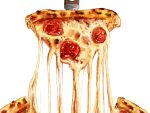  absurdres cheese cheese_trail food food_focus highres kaneko_ryou no_humans original pepperoni pizza pizza_slice simple_background white_background 