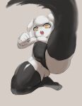  anthro buckteeth clothing eyebrows female fist fur grey_background hair hi_res kick lagomorph legwear leotard leporid looking_at_viewer mammal martin_chang motion_blur open_mouth paws rabbit simple_background solo teeth thick_eyebrows thick_thighs thigh_highs white_body white_fur white_hair wide_hips 