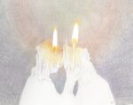  2others absurdres androgynous candle_head candlelight couple faceless from_side hand_on_another&#039;s_face heads_together highres lit_candle melting multiple_others original other_focus painterly symbolism upper_body yuzhou_fei_gou 